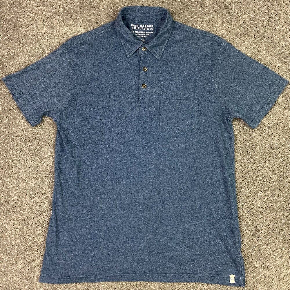 Fair Harbor The Atlantic Polo Shirt Men's Medium Blue